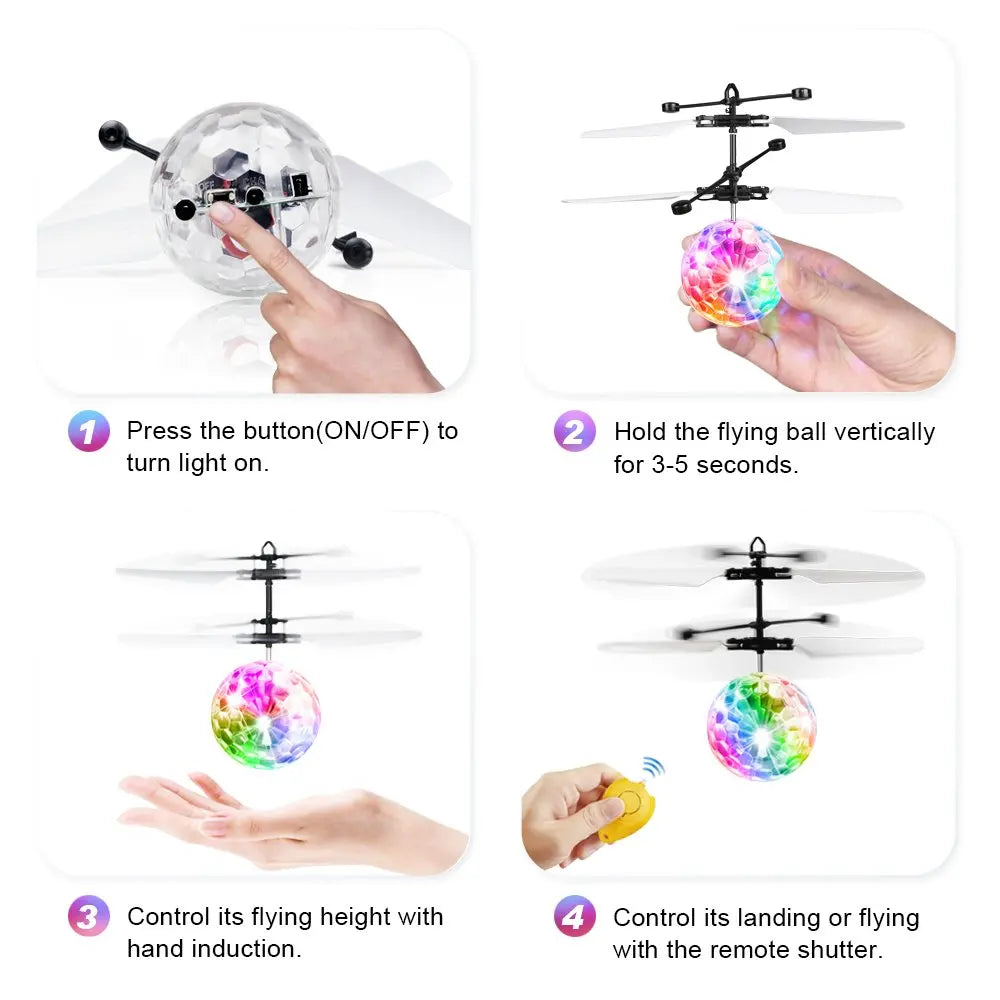 LED Gesture-Control Crystal Ball - Interactive Flying Toy with Colorful Lights