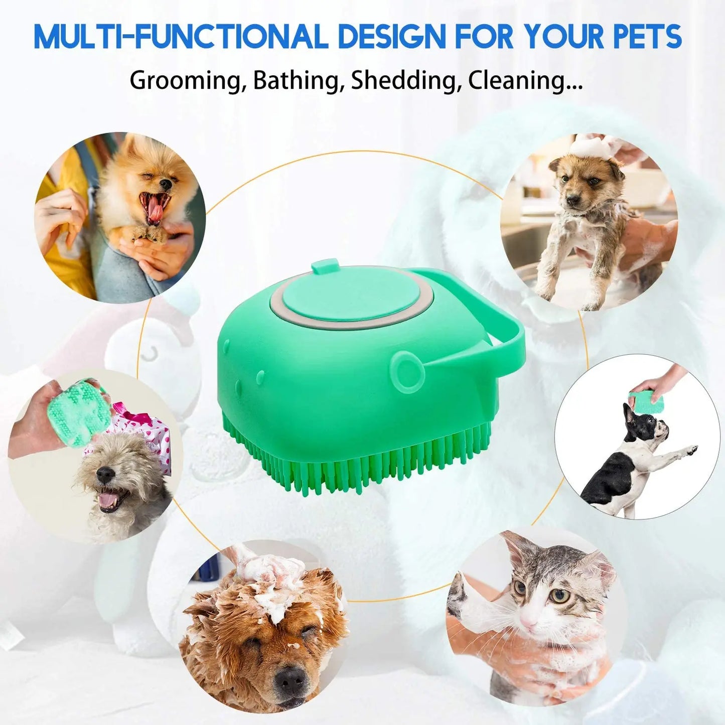 2-in-1 Silicone Pet Shampoo Brush & Grooming Scrubber