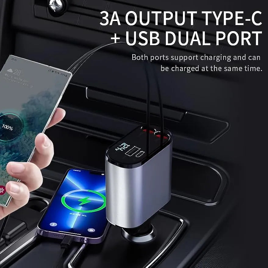 Car Retractable 4 in 1 Fast Charger