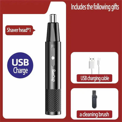 USB Rechargeable Nose and Ear Hair Trimmer – Unisex Metal Electric Shaver