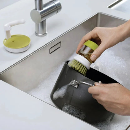 Multi-Use Soap Dispensing Dish Brush with Storage Tray