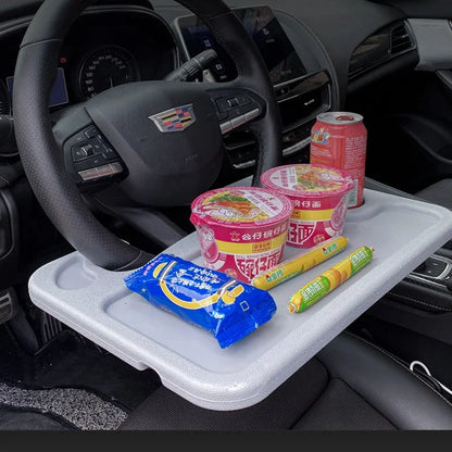 Portable Car Steering Wheel Tray for Laptop, Dining, and Drinks