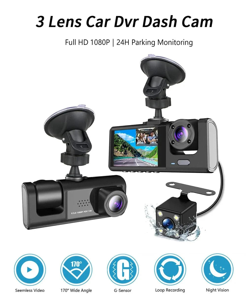 Three Channel Car HD DashCam - Smart Shop (Online Store for wise shoppers) 