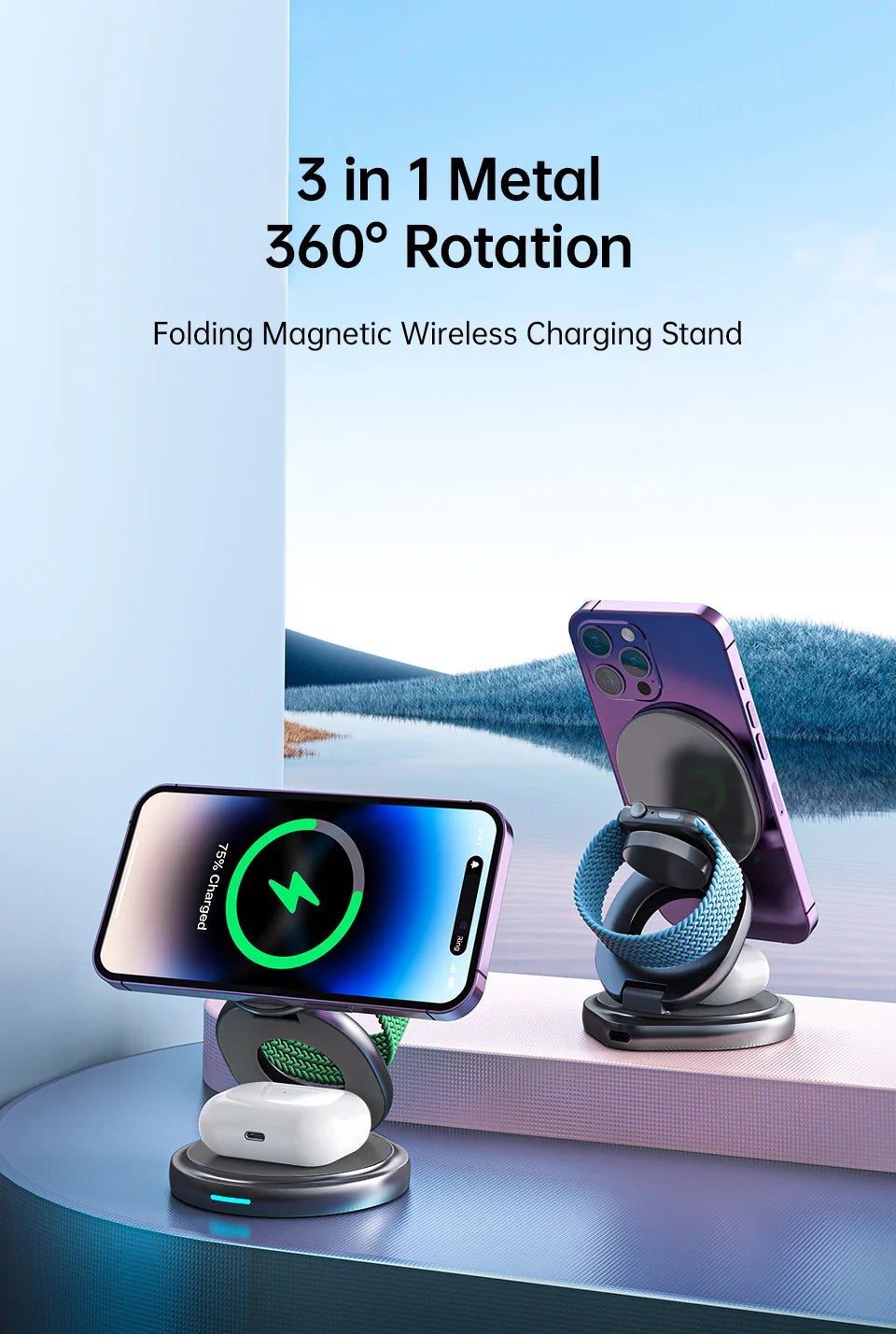 3 in 1 Foldable Magnetic Wireless Charger - Smart Shop (Online Store for wise shoppers) 