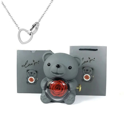 Rose Hugging Bear Gift Box With Necklace - Smart Shop (Online Store for wise shoppers) 