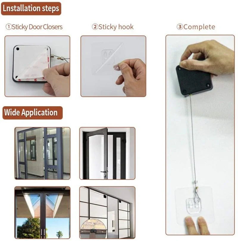 Adjustable Automatic Sensor Door Closer – Punch-Free, Easy Install