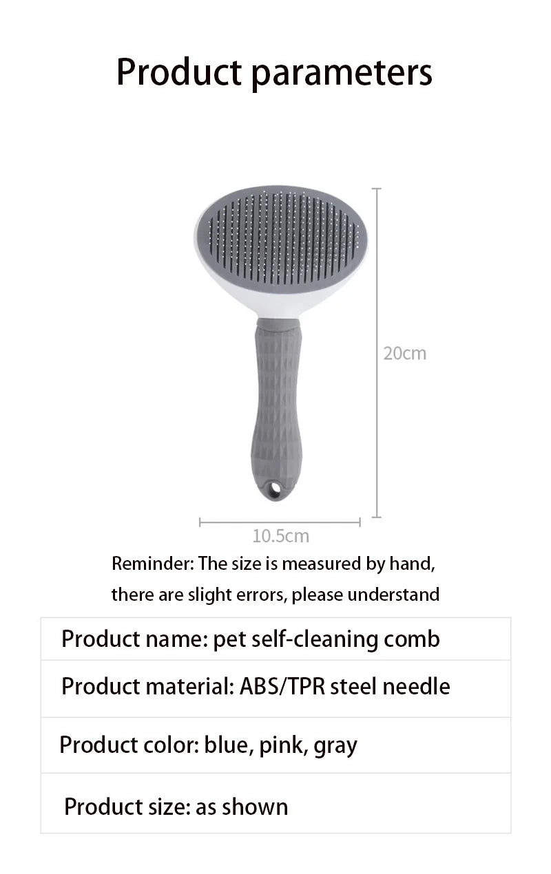 Pet Grooming Brush for Dogs & Cats – Stainless Steel Comb for Long Hair