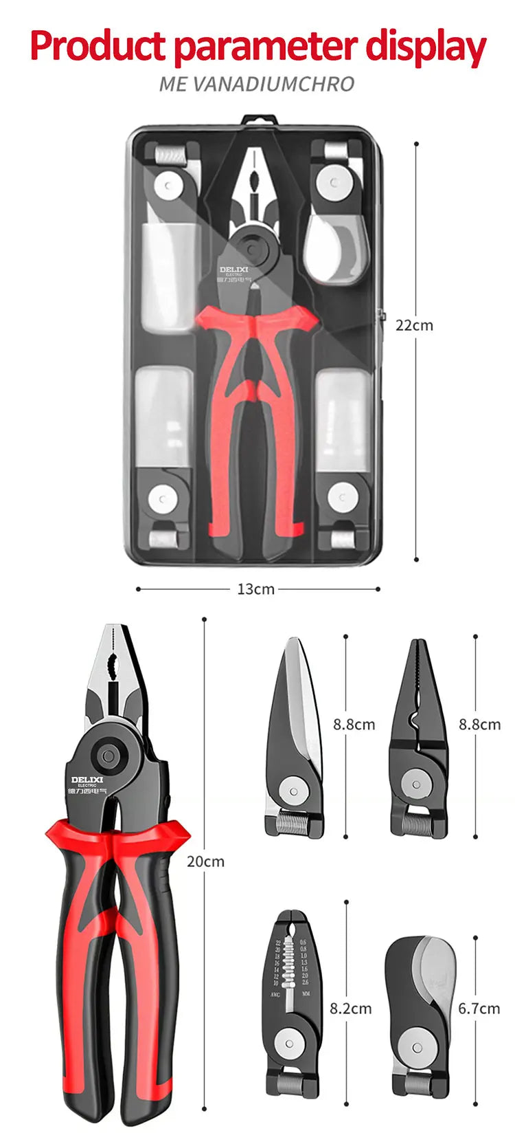 5-in-1 Multifunctional Pliers Set with Interchangeable Heads