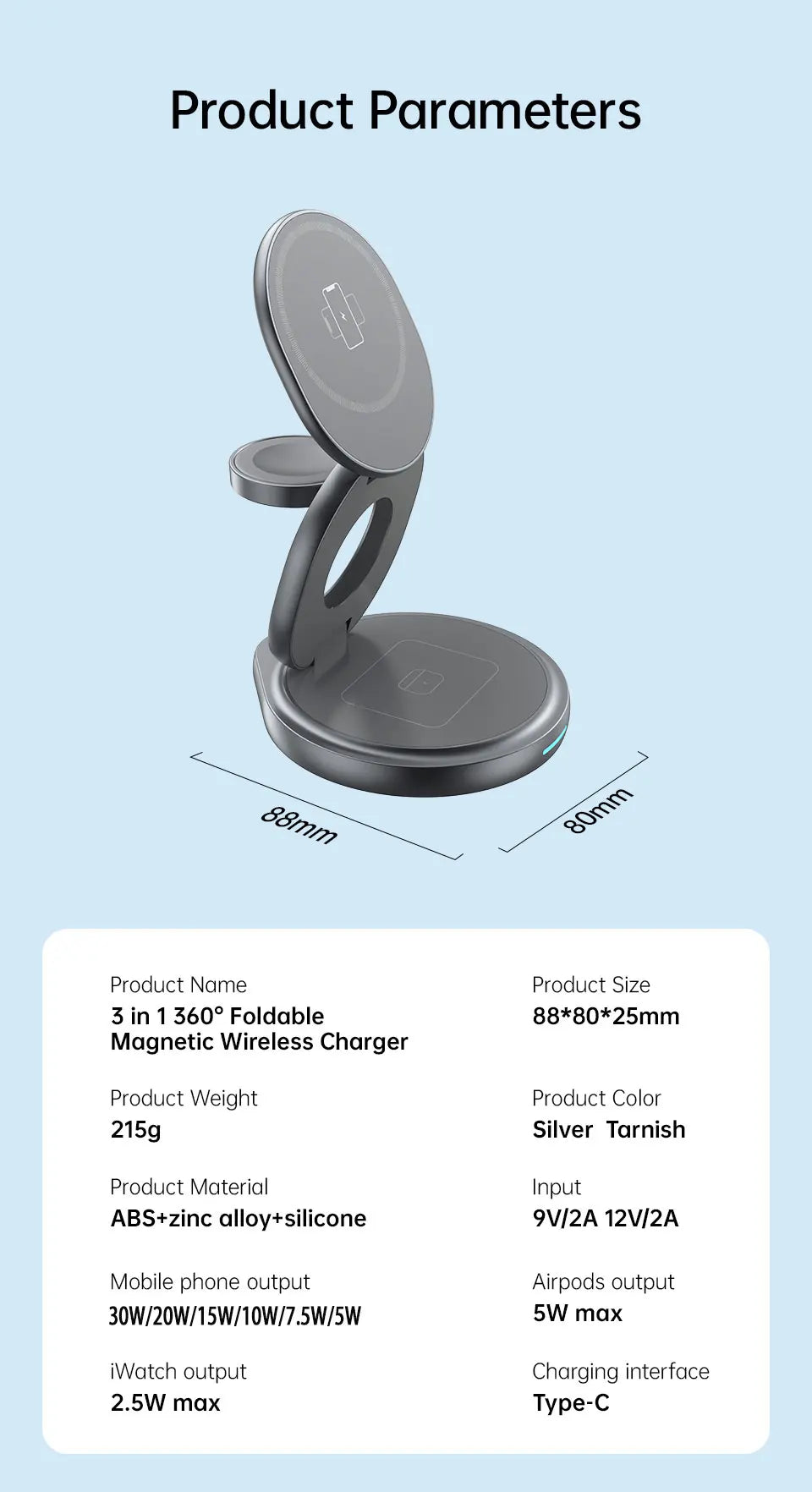 3 in 1 Foldable Magnetic Wireless Charger - Smart Shop (Online Store for wise shoppers) 