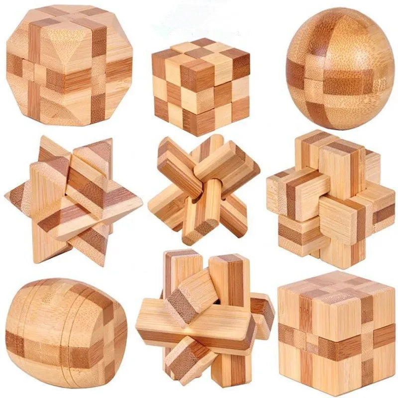 Wooden Kong Ming & Lu Ban Lock 3D IQ Puzzle Toy