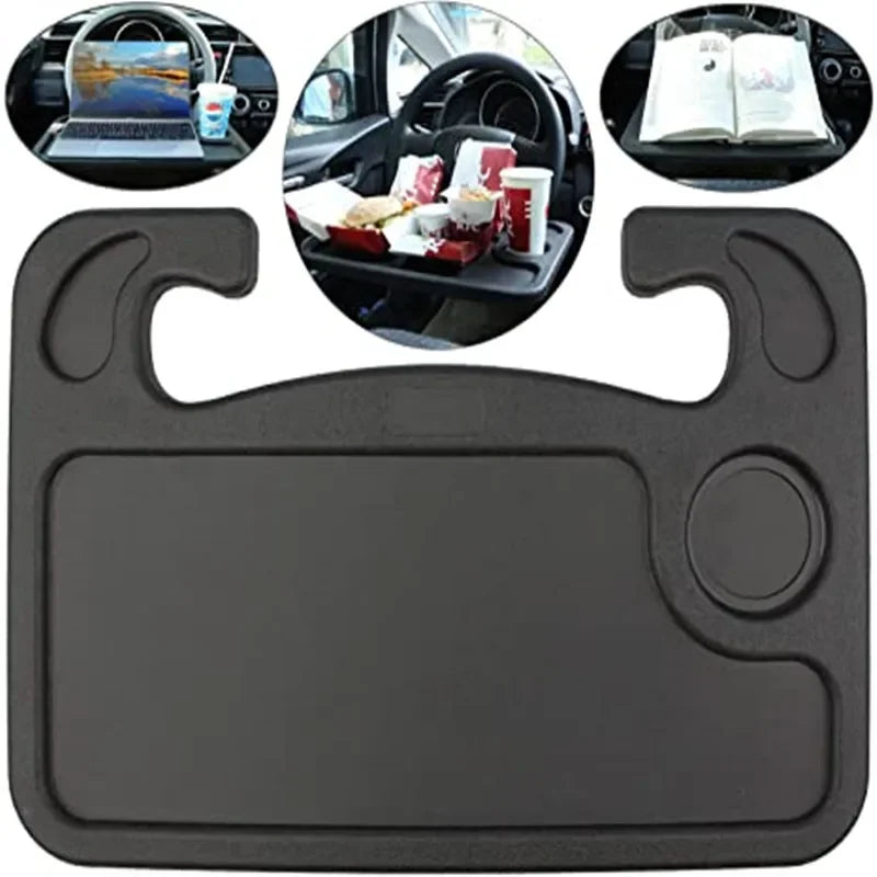 Portable Car Steering Wheel Tray for Laptop, Dining, and Drinks