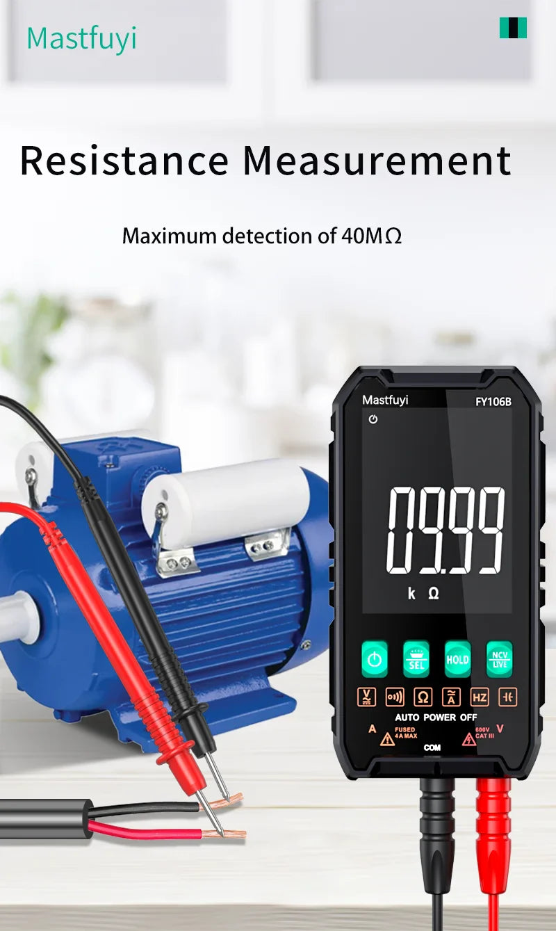 Mini Digital Multimeter - Smart Electrician Tester for DC/AC Voltage, Resistance, and More