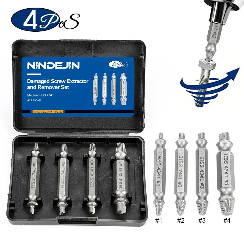 NINDEJIN 4/5/6pcs Damaged Screw Extractor Drill Bit Extractor Drill Set Broken Speed Out Bolt Extractor Bolt Stud Remover Tool