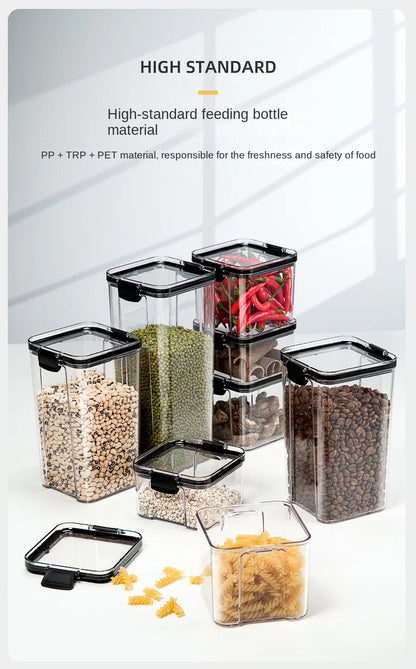 Airtight Kitchen Grain Storage Jars – Moisture-Proof Organizer Set