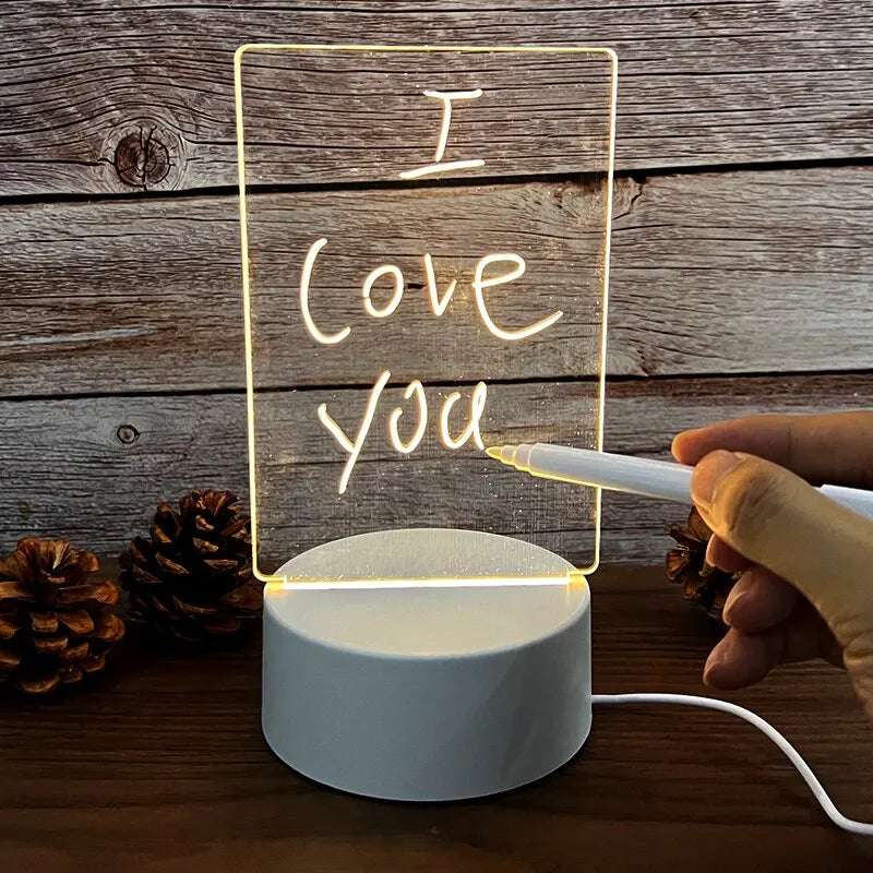 LED Note Board Night Light with USB Message Board & Pen