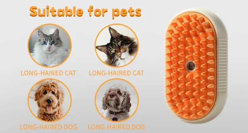 4-in-1 Steam Brush for Dogs and Cats - Pet Grooming & Hair Removal Tool