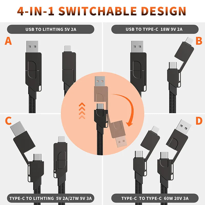 6 in 1 Multi Fast Charging Cable - Smart Shop (Online Store for wise shoppers) 