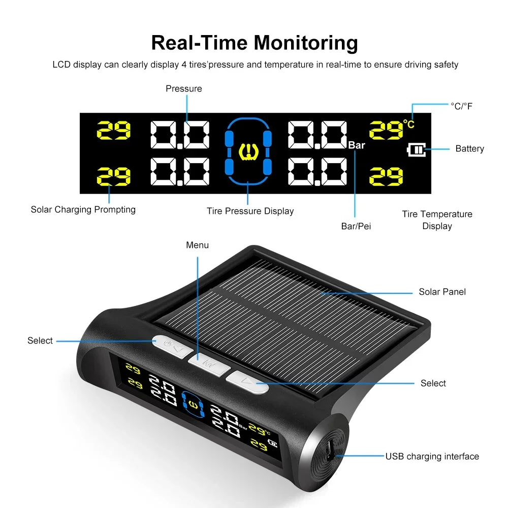 Solar Automobile Tire Pressure Monitoring Gauge - Smart Shop (Online Store for wise shoppers) 