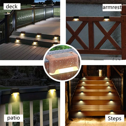 4-Pack LED Solar Stair & Step Lights - Waterproof Outdoor Lighting