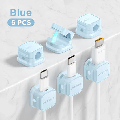 3-Pack or 6-Pack Magnetic Cable Clips – Adjustable Cord Organizer for Desk, Wall, and Car