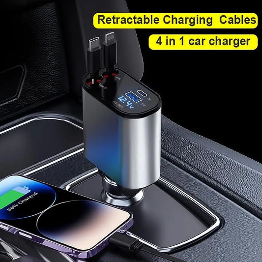 Car Retractable 4 in 1 Fast Charger