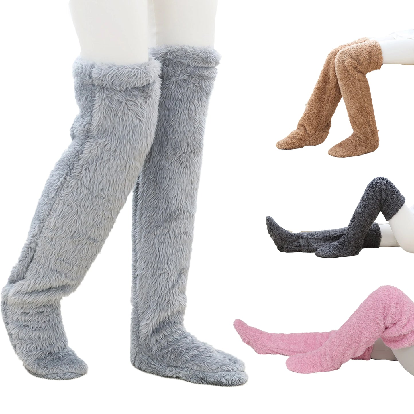 Over Knee High Fuzzy Socks - Smart Shop (Online Store for wise shoppers) 