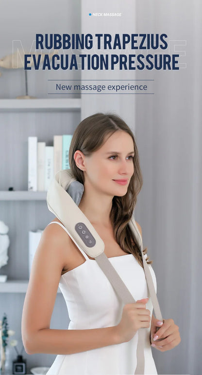 Wireless Neck and Back Massager with Heat and Kneading Technology