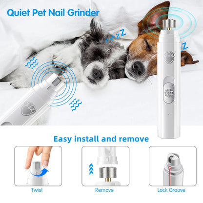 Electric Pet Nail Grinder with LED Light, 2-Speed, USB Rechargeable