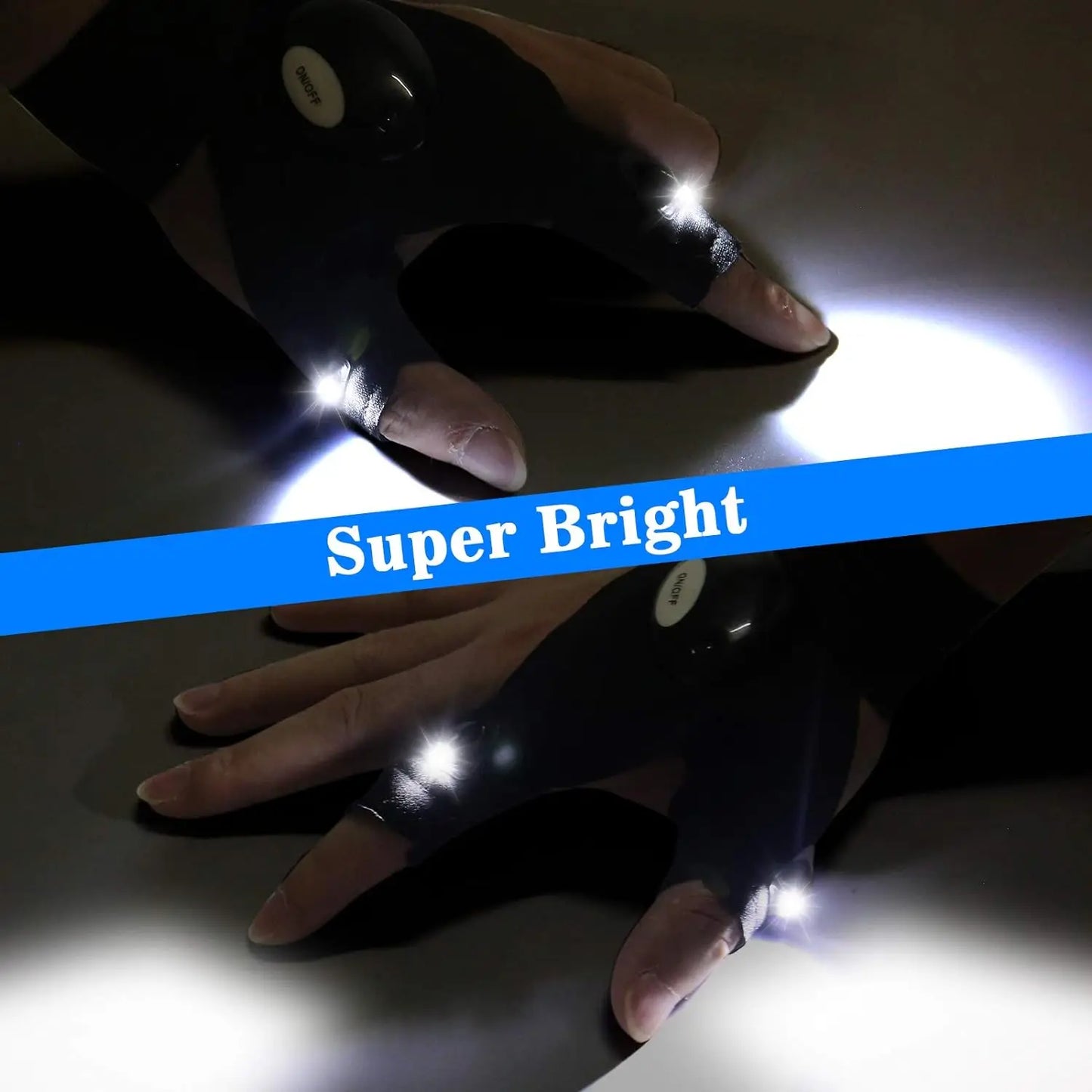 LED Waterproof Half Finger Gloves with Flashlight – Perfect for Outdoor Activities