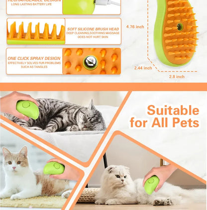 Electric Cat Steam Brush with Gentle Massage Function