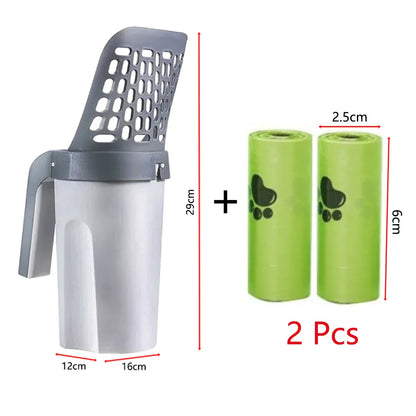 Self-Cleaning Cat Litter Scoop with Integrated Waste Bin