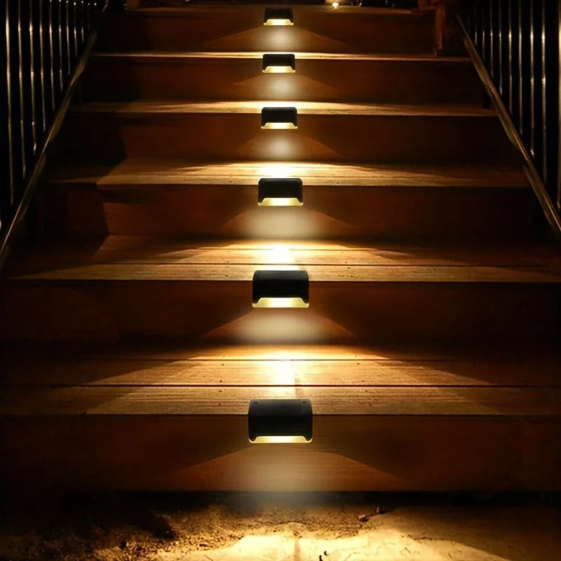 4-Pack LED Solar Stair & Step Lights - Waterproof Outdoor Lighting