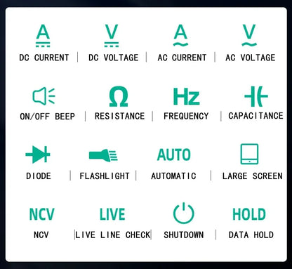 Mini Digital Multimeter - Smart Electrician Tester for DC/AC Voltage, Resistance, and More