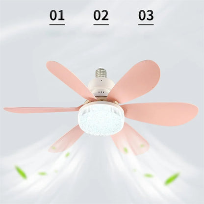 LED Fan Lamp with Remote Control - Modern Flower Design for Lighting and Cooling