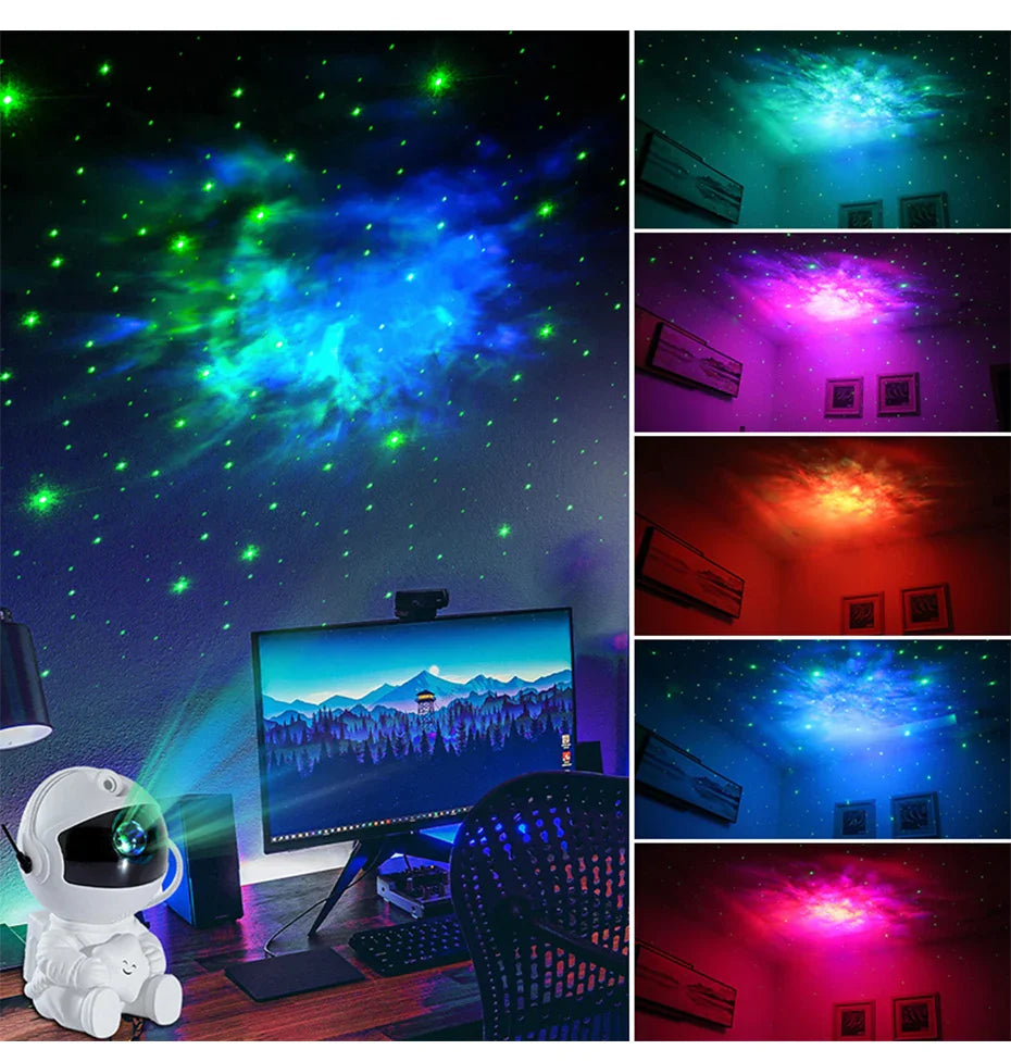 Astronaut Galaxy Star Projector Night Light – LED Nebula Ceiling Lamp