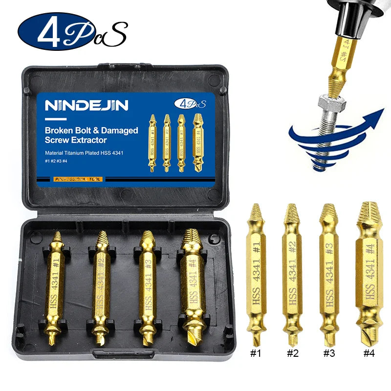 NINDEJIN 4/5/6pcs Damaged Screw Extractor Drill Bit Extractor Drill Set Broken Speed Out Bolt Extractor Bolt Stud Remover Tool