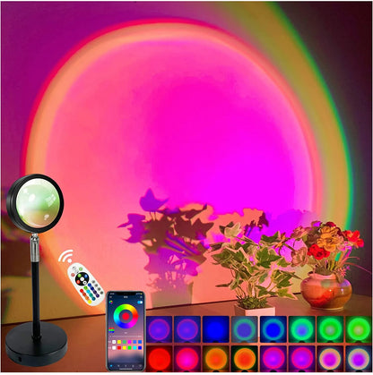 Smart Bluetooth Night Light Rainbow Sunset Projector Lamp - Create a Magical Ambiance