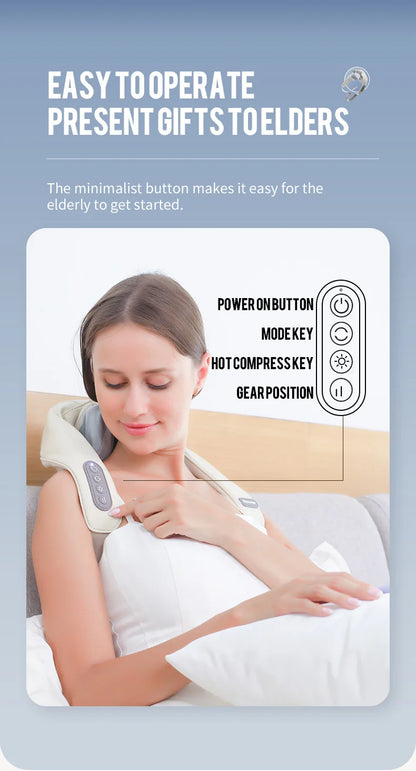 Wireless Neck and Back Massager with Heat and Kneading Technology