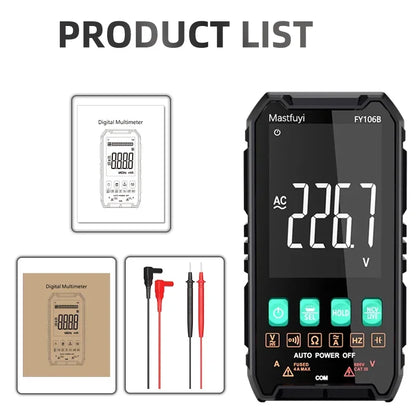 Mini Digital Multimeter - Smart Electrician Tester for DC/AC Voltage, Resistance, and More