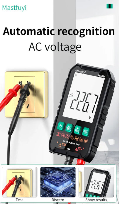 Mini Digital Multimeter - Smart Electrician Tester for DC/AC Voltage, Resistance, and More