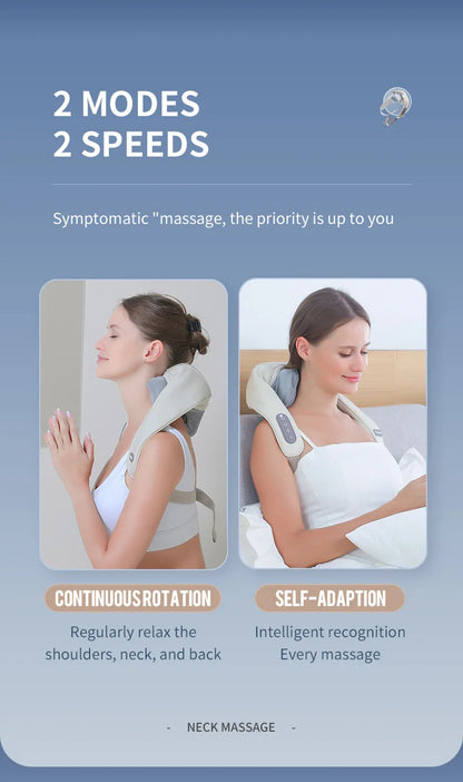 Wireless Neck and Back Massager with Heat and Kneading Technology