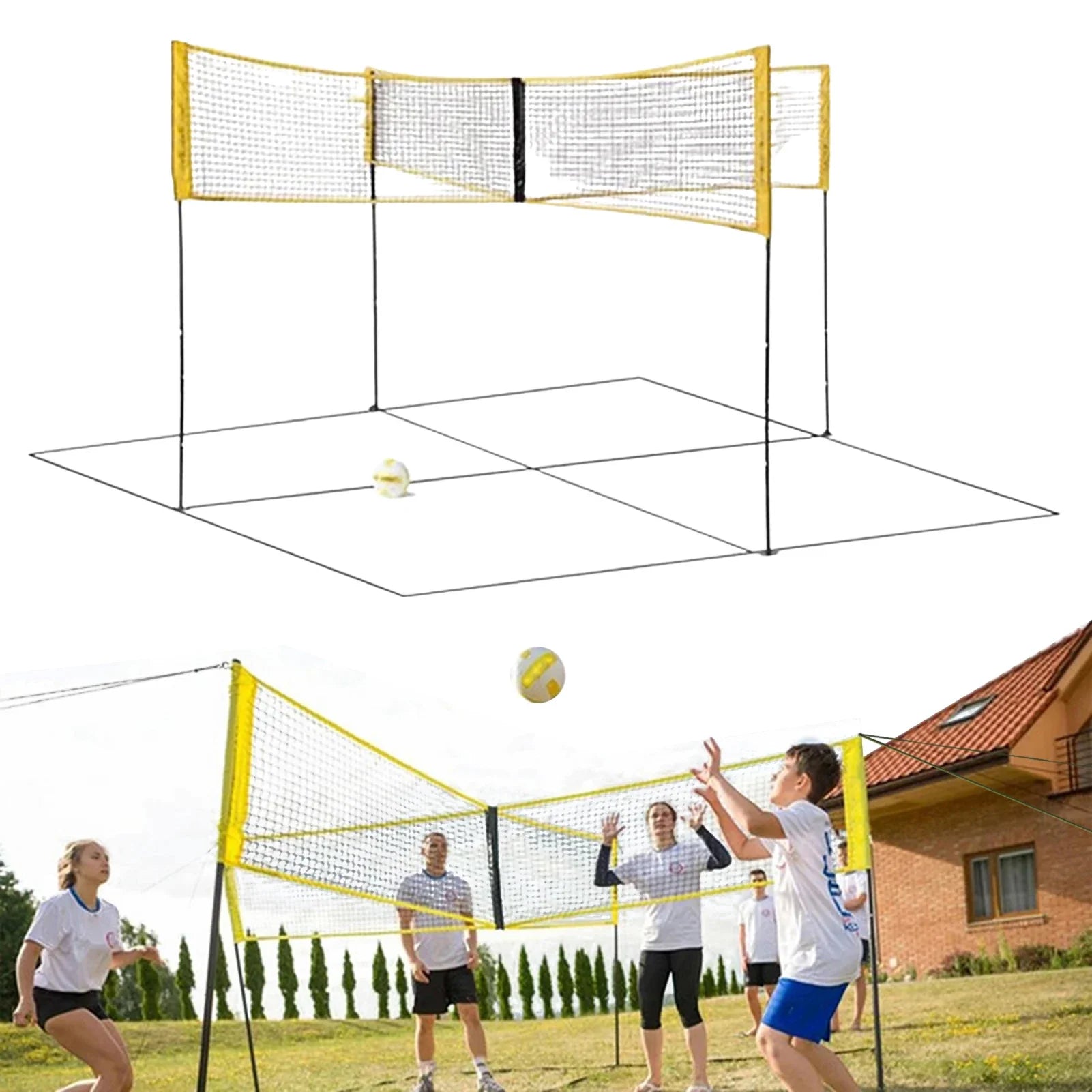 4-Way Square Volleyball Net Set - Smart Shop (Online Store for wise shoppers) 