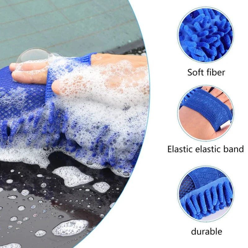 Ultra-Absorbent Chenille Microfiber Car Wash Mitt – Scratch-Free Cleaning Glove