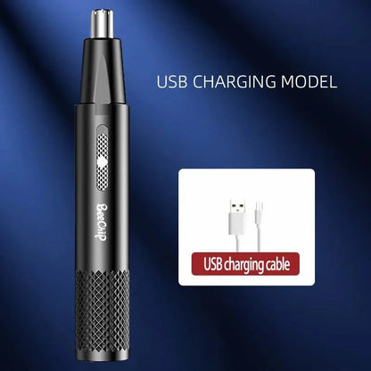 USB Rechargeable Nose and Ear Hair Trimmer – Unisex Metal Electric Shaver