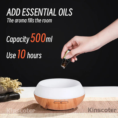 500ml Ultrasonic Aromatherapy Diffuser with Remote & 7-Color LED Lights