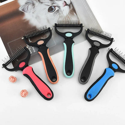 Professional Dual-Head Pet Deshedding Brush & Knot Remover