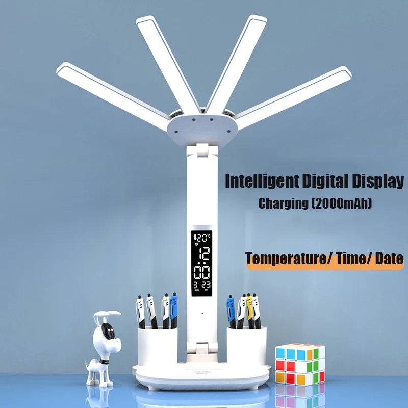 3-in-1 Multifunctional LED Desk Lamp with Fan, Calendar, and Clock