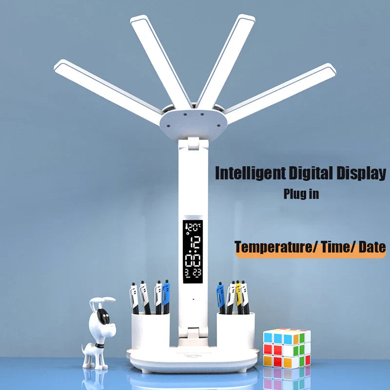 3-in-1 Multifunctional LED Desk Lamp with Fan, Calendar, and Clock