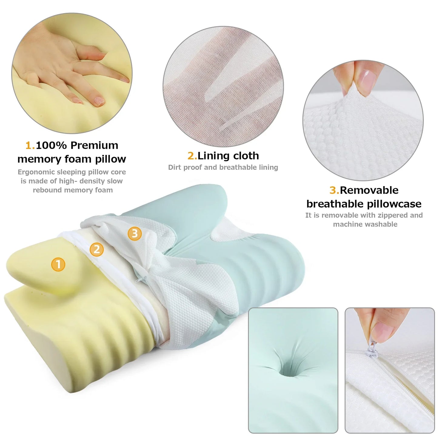 Cervical Orthopedic Memory Foam Neck Pillow