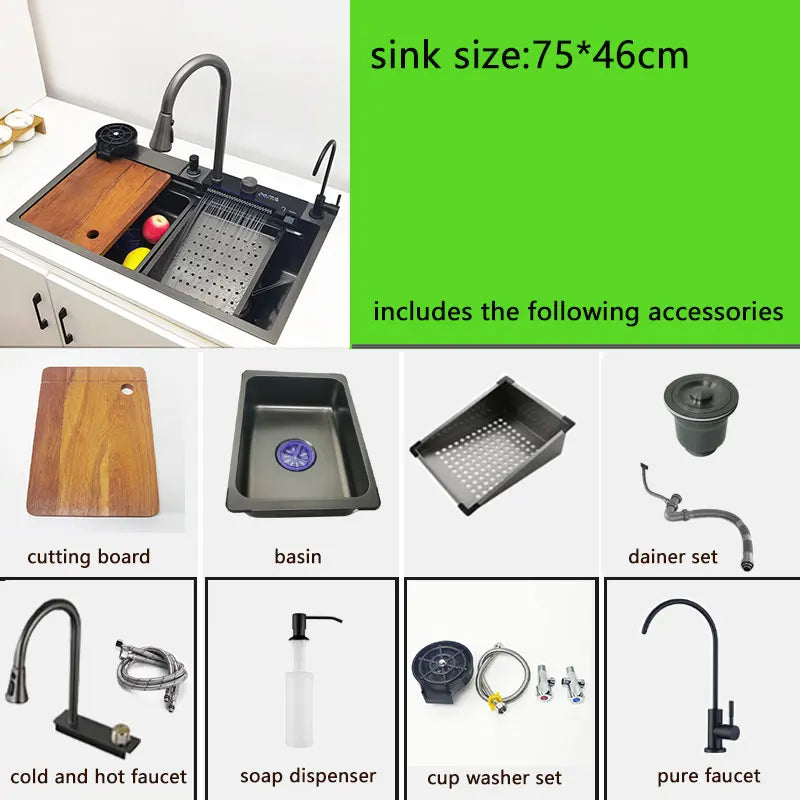 Stainless Steel Multifunction Waterfall Kitchen Sink - Smart Shop (Online Store for wise shoppers) 